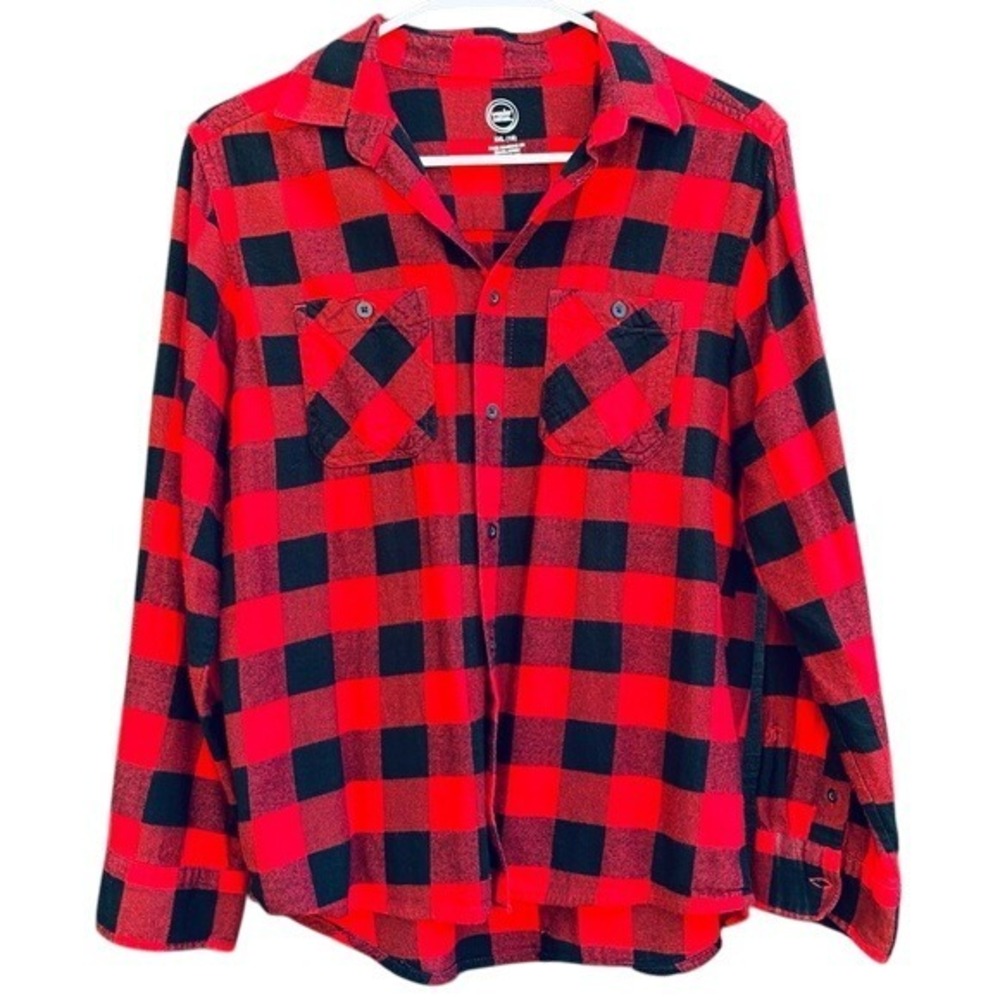 Wonder Nation XXL 18 Red Black‎ Buffalo Plaid Flannel Shirt Button Up